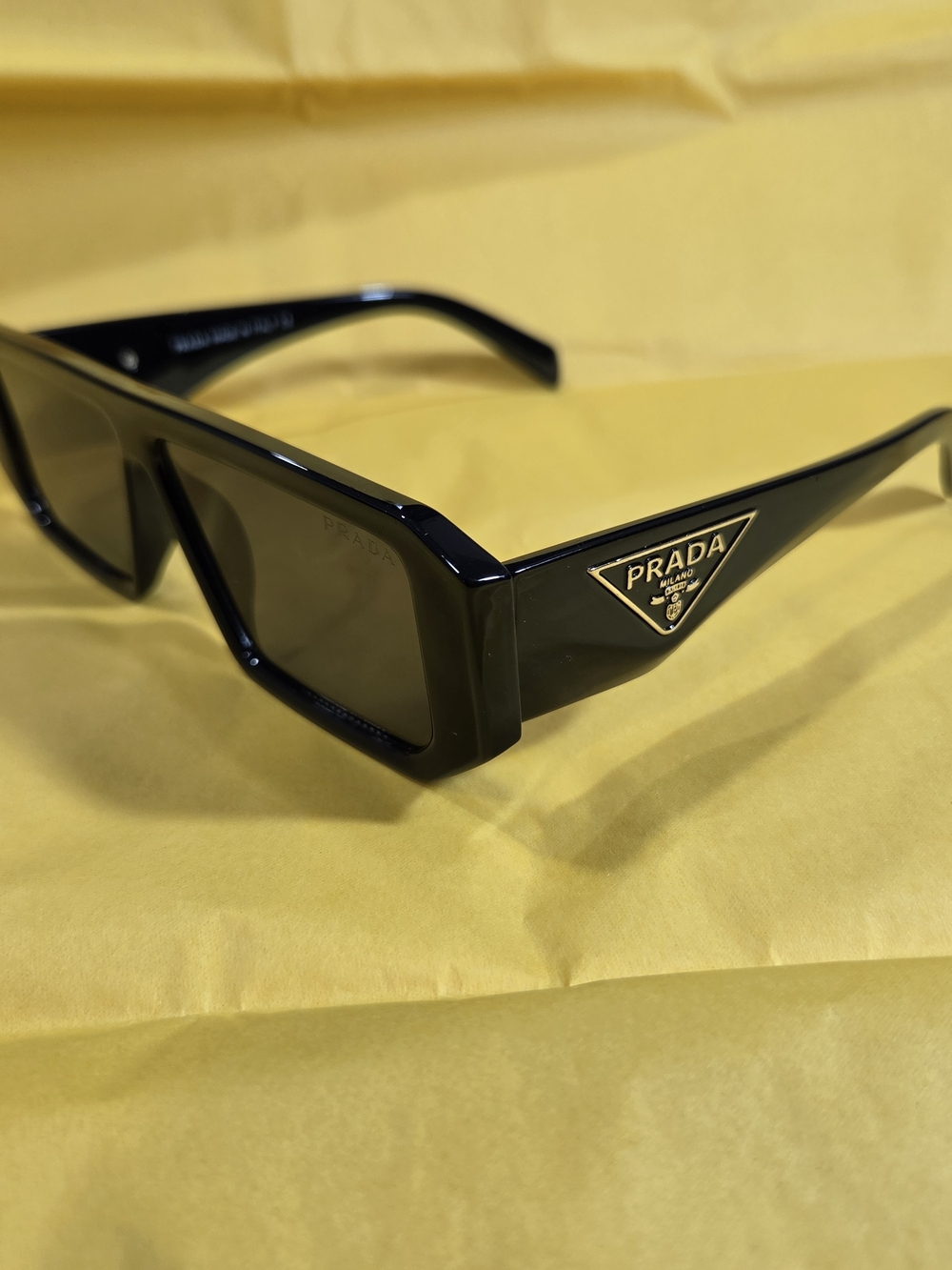PRADA Black Rectangular Logo Sunglasses